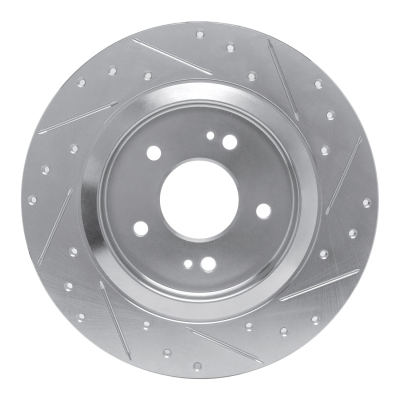 Hyundai SANTA FE Brake Rotor (1) - Rear Left - R1 Concepts - Drilled & Slotted - Silver - `19-`25
